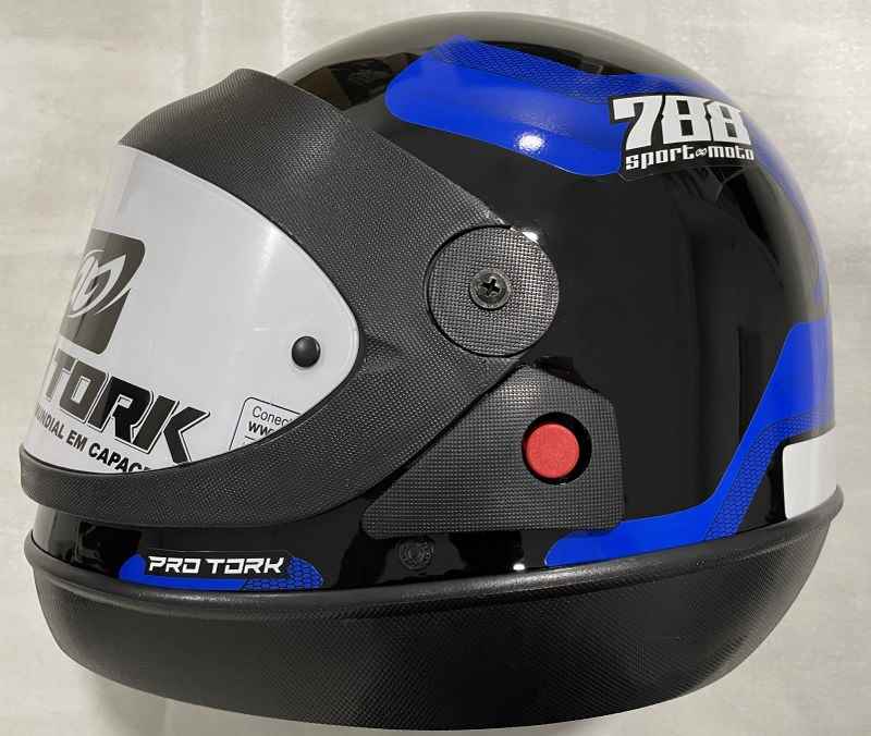 CAPACETE SPORT MOTO SM 788 PTO/AZUL 58 AUTOMATICO