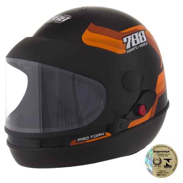 CAPACETE SPORT MOTO SM 788 PTO/LARANJA 56 AUTOMATICO