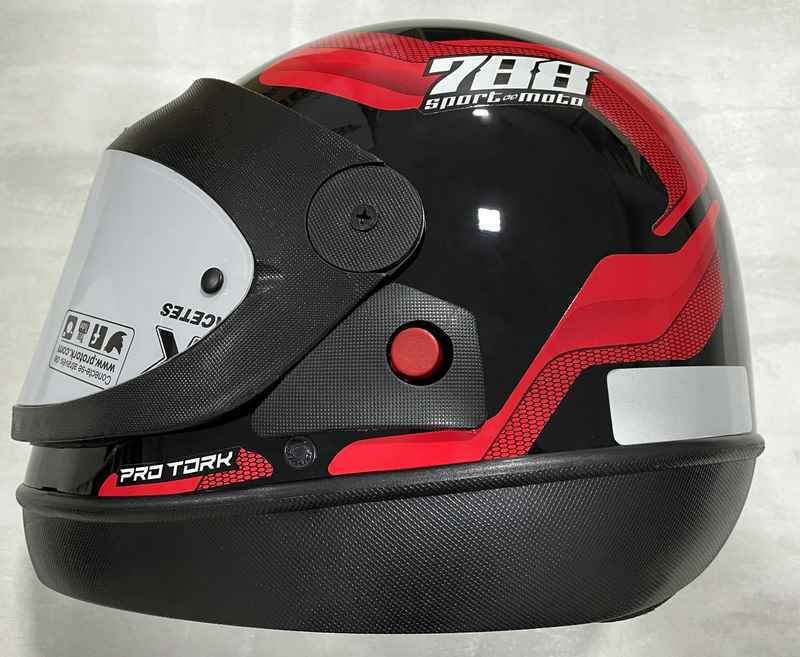 CAPACETE SPORT MOTO SM 788 PTO/VERMELHO 58  AUTOMATICO