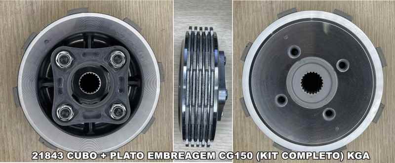 CUBO + PLATO EMBREAGEM CG150 04/15/NXR150 06/14/FAN125 09/18 (KIT COMPLETO)