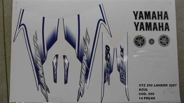 JOGO ADESIVO YAM XTZ 250 LANDER AZUL 07