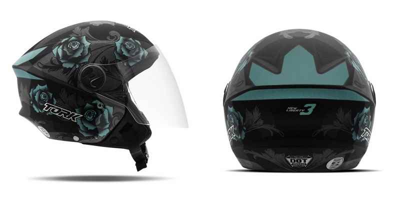 CAPACETE NEW LIBERTY 3 FLOWERS BRILHANTE AZUL/PRETO 58