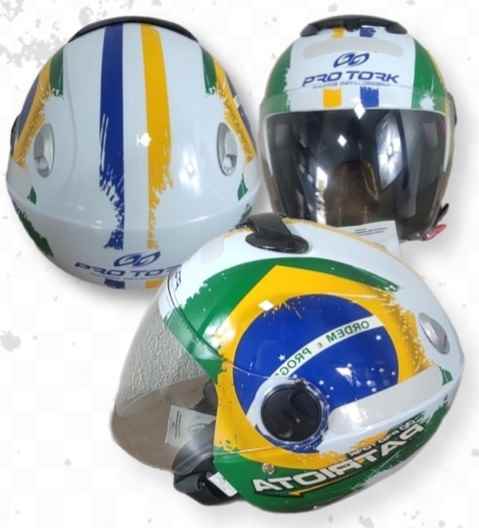 CAPACETE NEW ATOMIC PATRIOTA BRANCO/VERDE 58