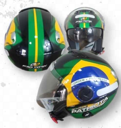 CAPACETE NEW ATOMIC PATRIOTA PRETO/VERDE 58