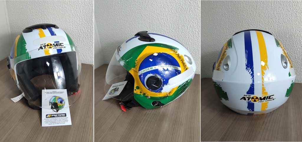 CAPACETE NEW ATOMIC PATRIOTA AMARELO/VERDE 56