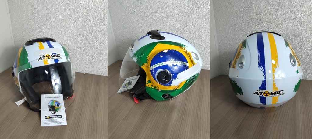 CAPACETE NEW ATOMIC PATRIOTA AMARELO/VERDE 60